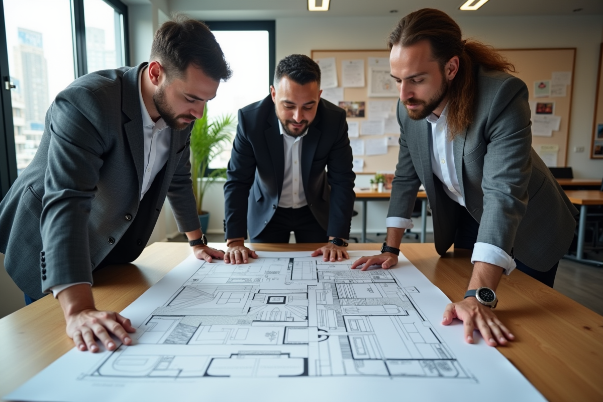 Groupe de trois personnes discutant autour d