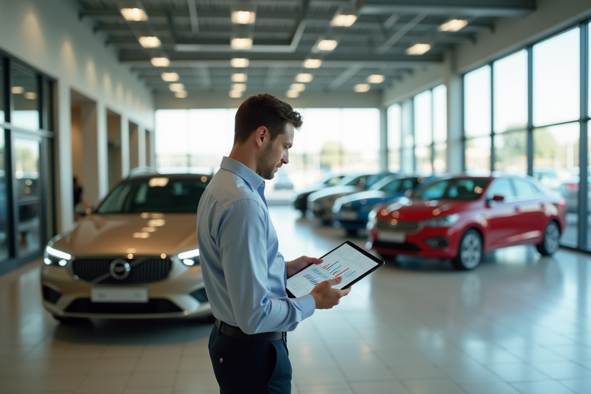 Jeune homme professionnel regardant un graphique sur une tablette près d