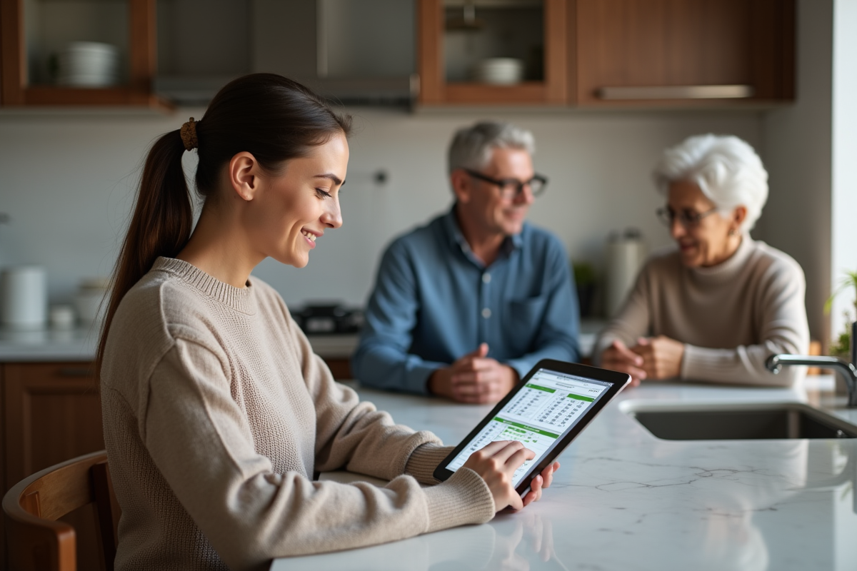 Jeune femme utilisant une tablette pour la gestion financière